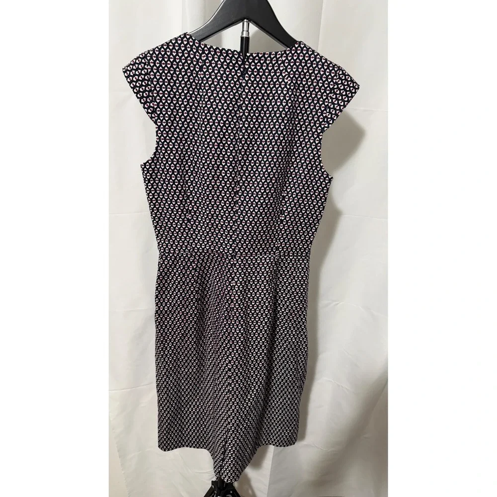 J.Crew Women Navy Blue Red Geometric Cap Sleeve Sheath Dress Size 2